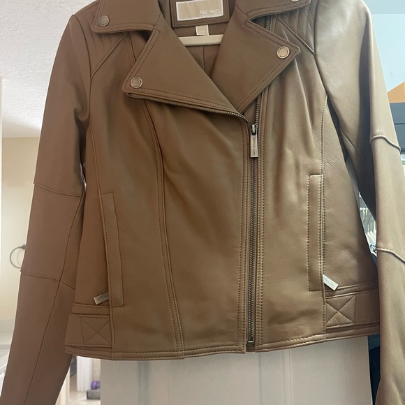 Michael Kors Women's Tan Leather Jacket - Picture 1 of 2